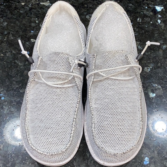 Hey Dude Wendy Women's White Knit Moccasins Stone White Size 9 - Picture 5 of 10